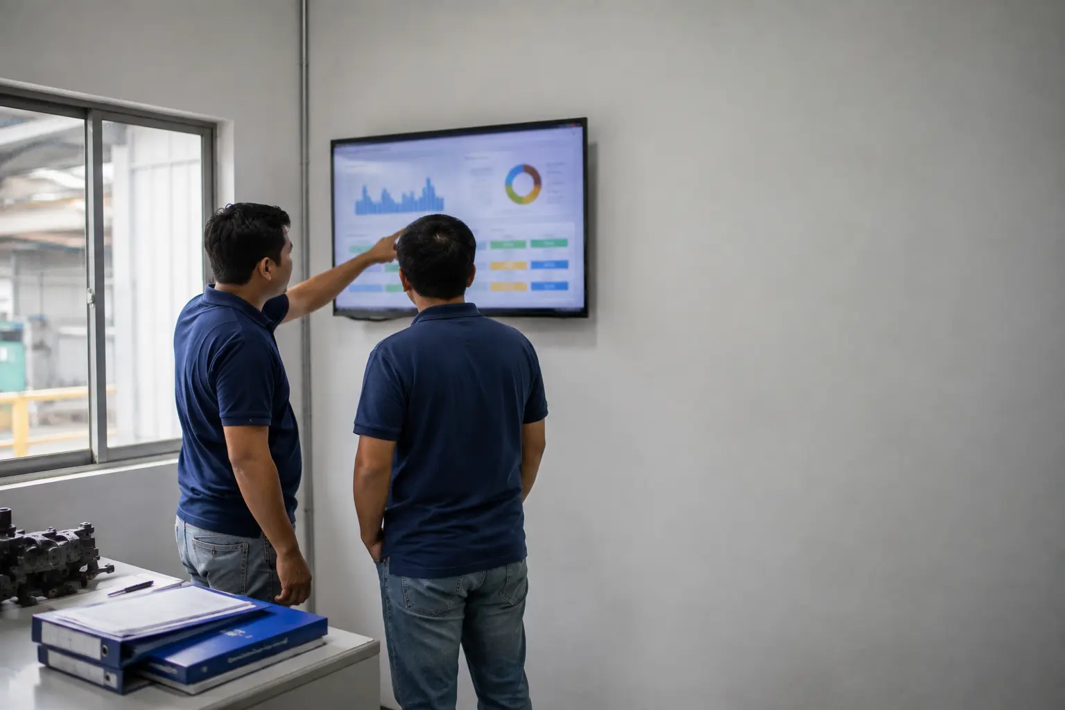 Tim meninjau data operasional bersama klien