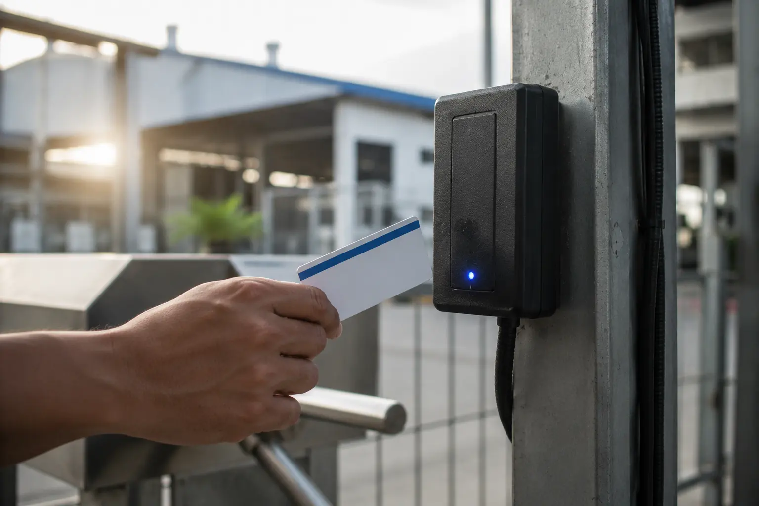 Perangkat pembaca kartu di pintu